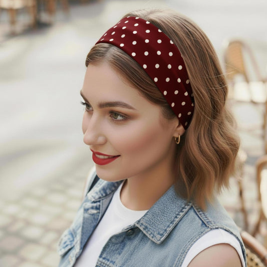 Bandeau Large à Pois Julia en Coton Rouge