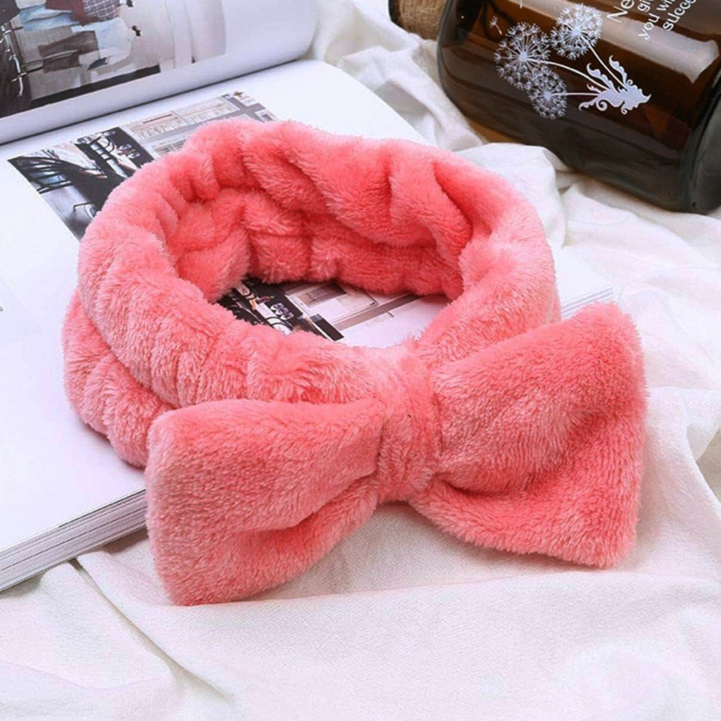 Bandeau Spa en Polaire Rose Pastèque