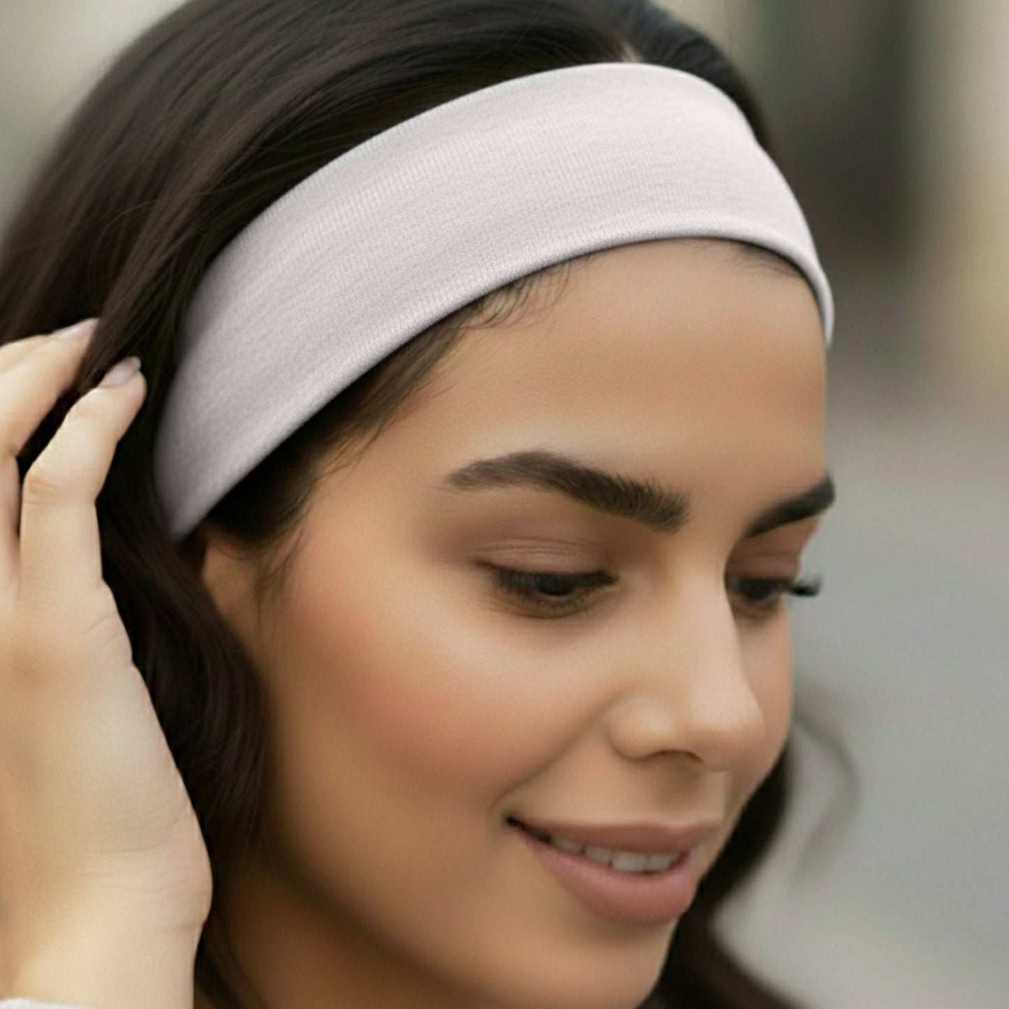 Bandeau élastique doux pour le sport et le yoga Gris Clair
