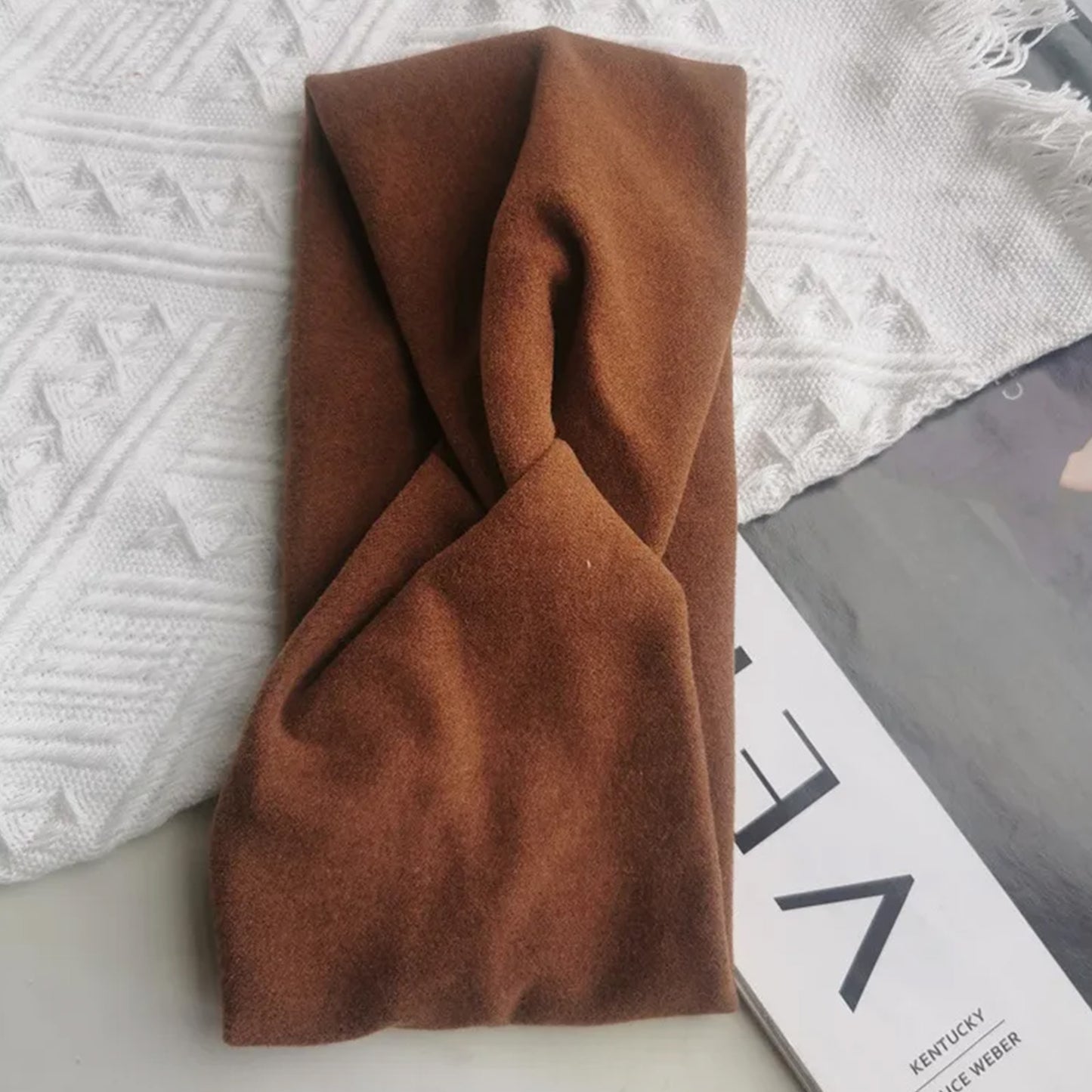 Bandeau Croisé en Jersey Soyeux Marron - Collection Margie