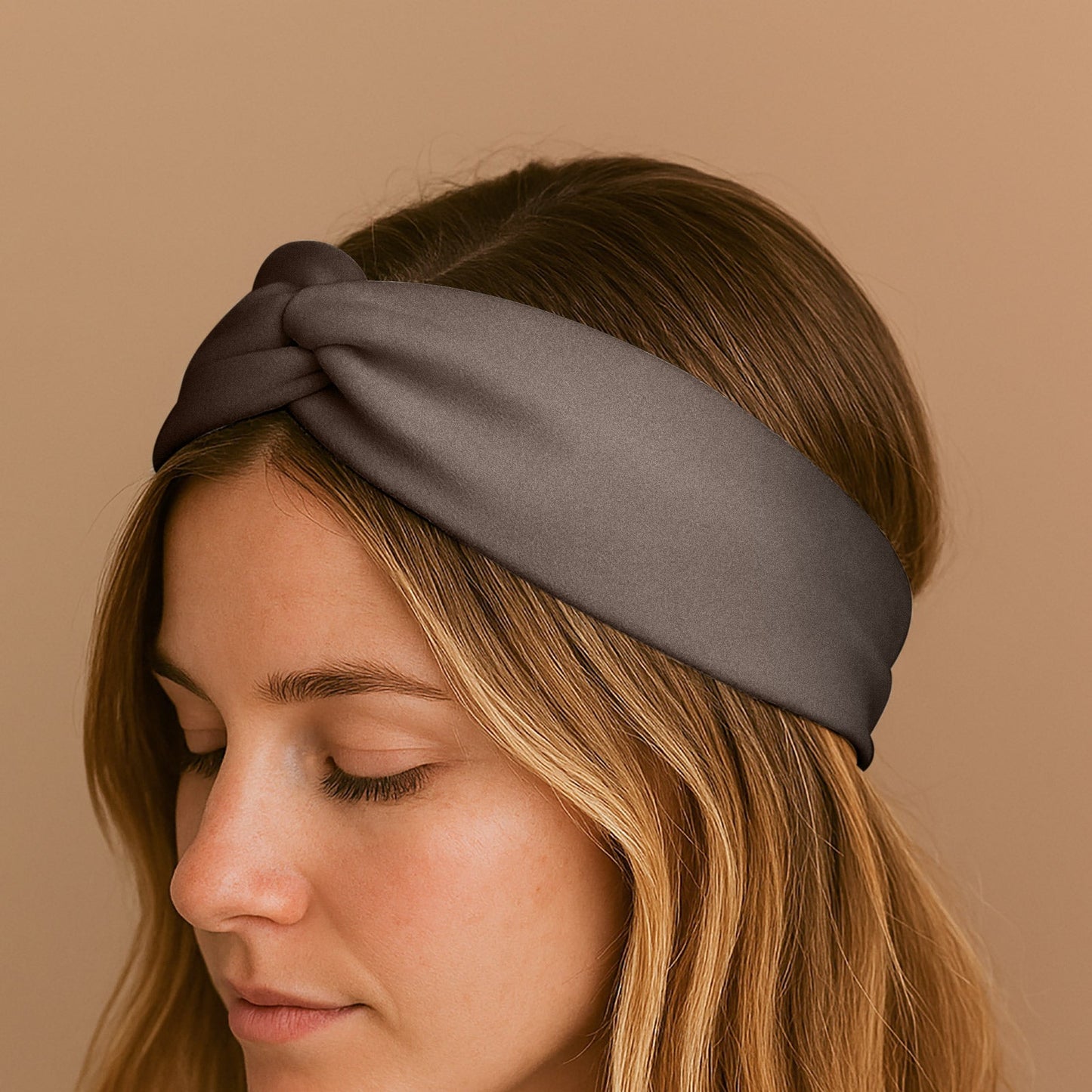 Bandeau Croisé en Jersey Soyeux Gris