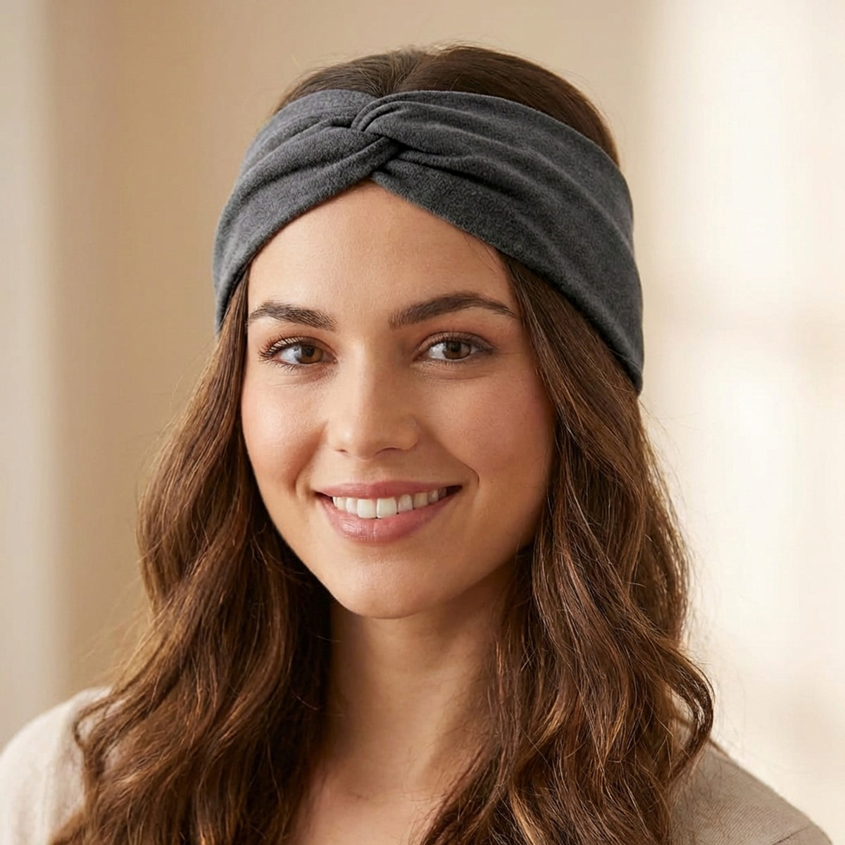 Bandeau Croisé en Jersey Soyeux Margie Gris Foncé