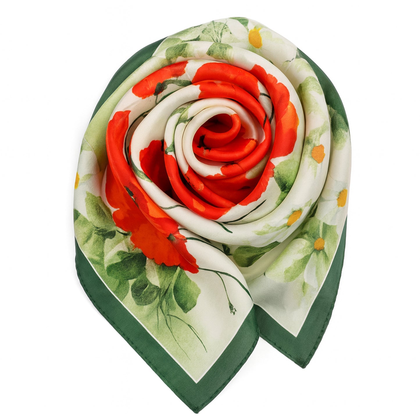 Foulard carré toucher soie floral Éclat d'Anémone 70x70cm