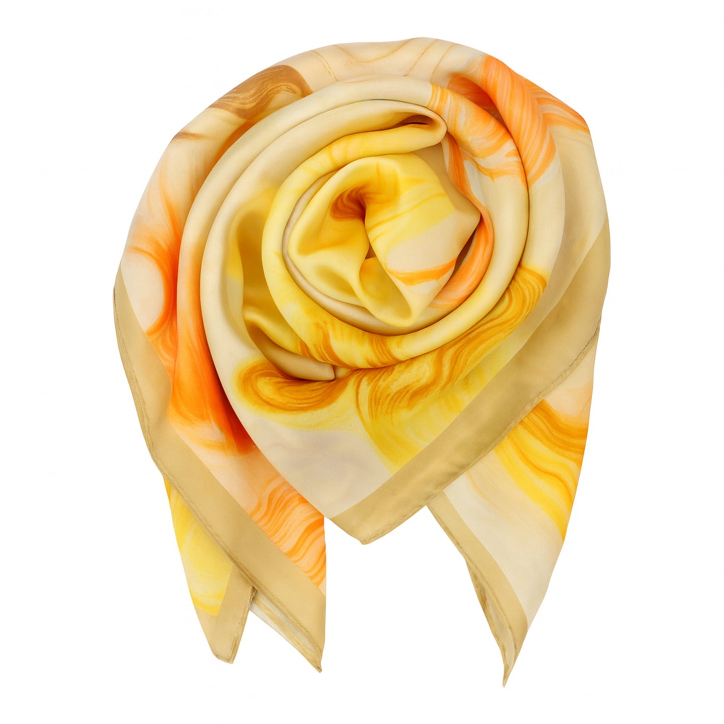 Foulard carré toucher soie Tourbillon d'ocre 70x70cm