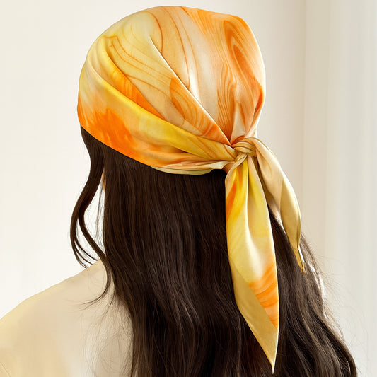 Foulard carré toucher soie Tourbillon d'ocre 70x70cm