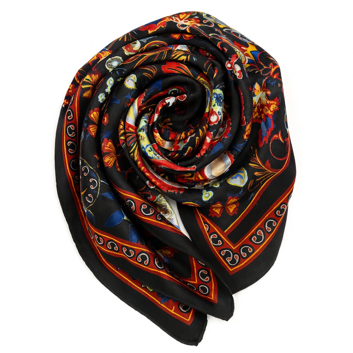 Foulard carré toucher soie Jardin de Minuit 70x70cm