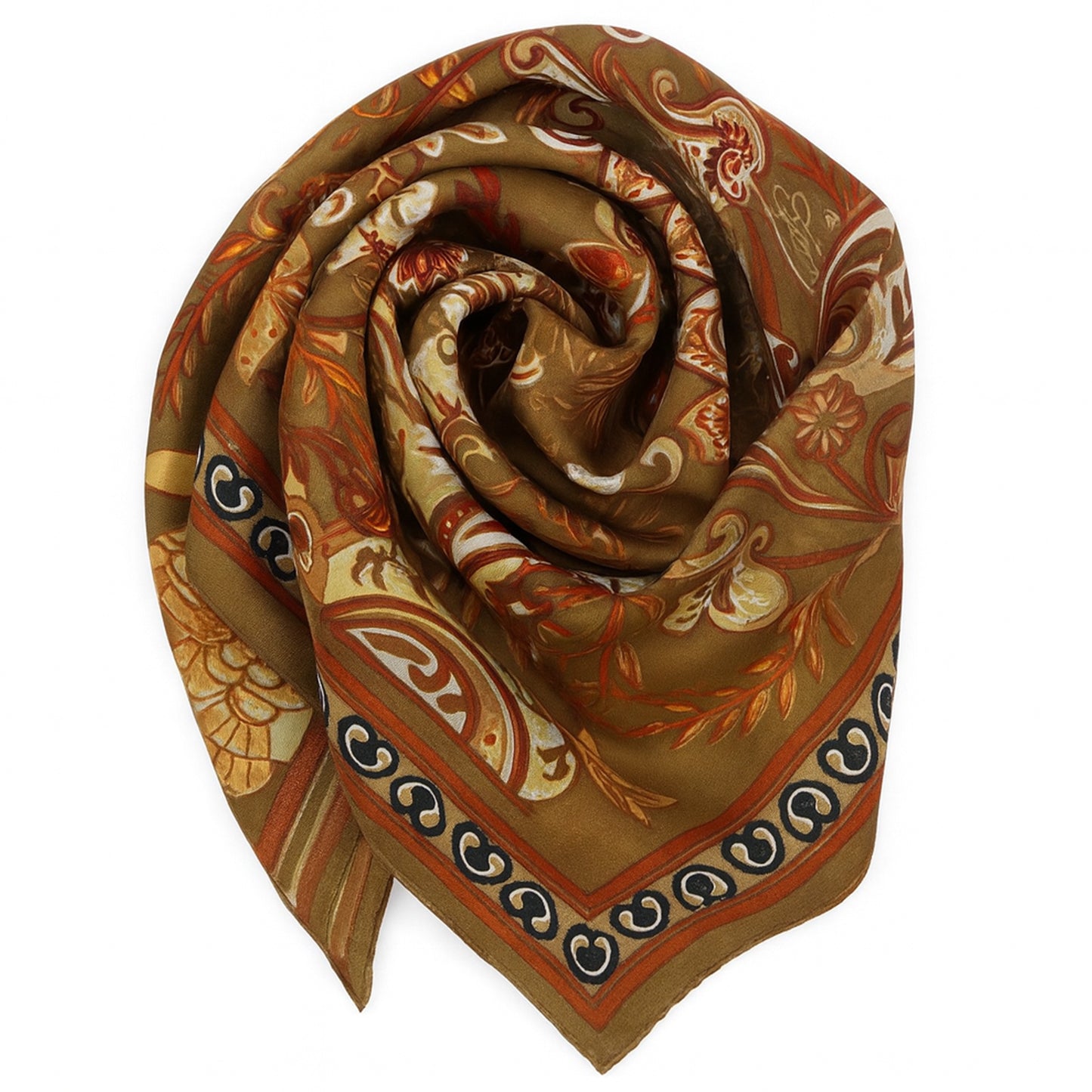 Foulard carré toucher soie Fleur de Sésame 70x70cm