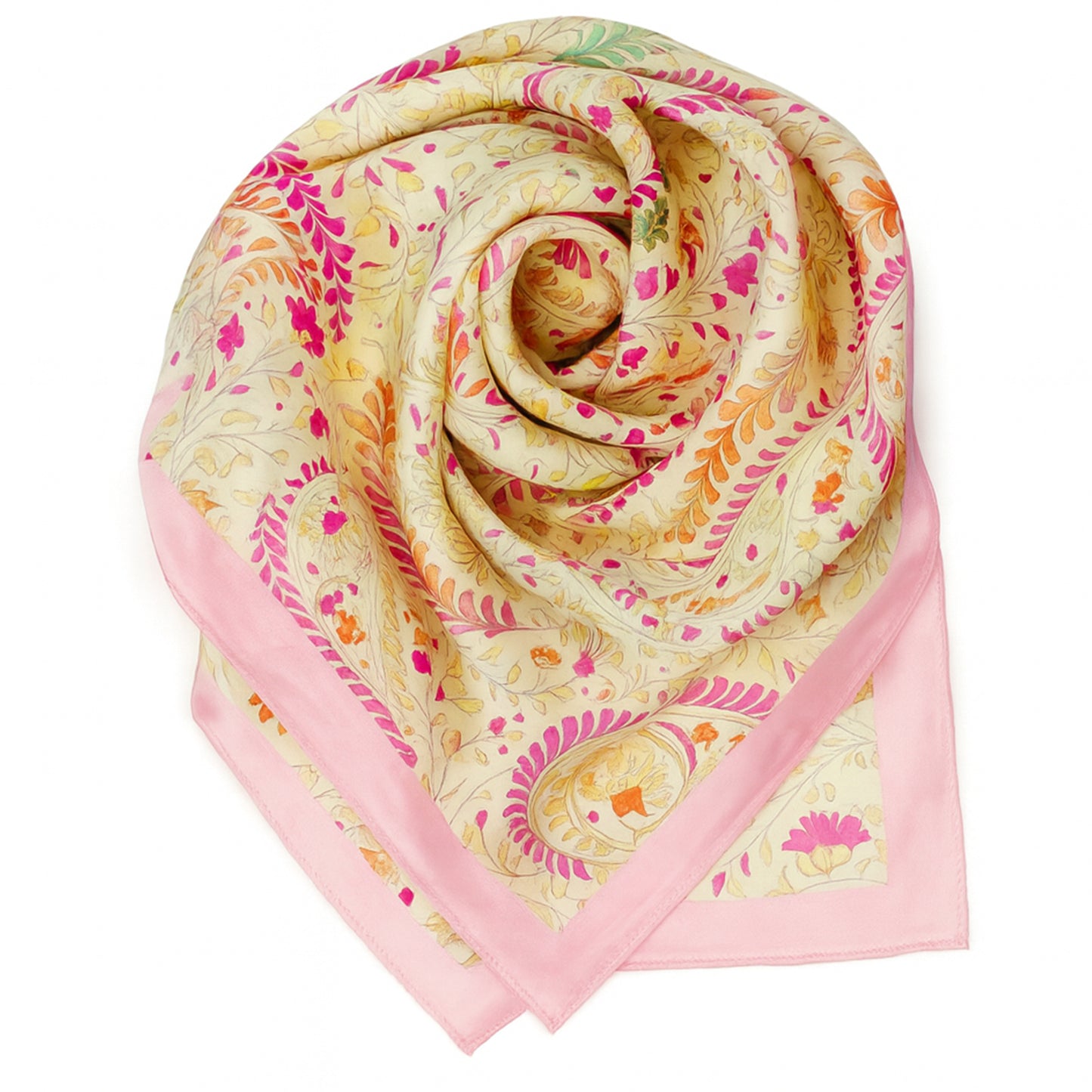 Foulard carré toucher soie Jardin Persan 70x70cm