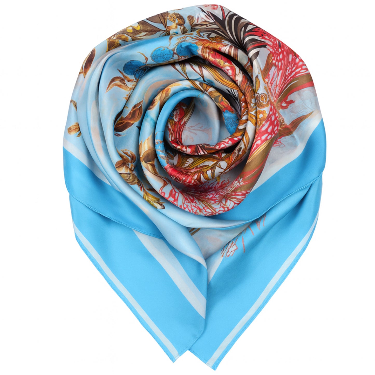 Foulard carré toucher soie Aura Botanica Saphir 70x70cm