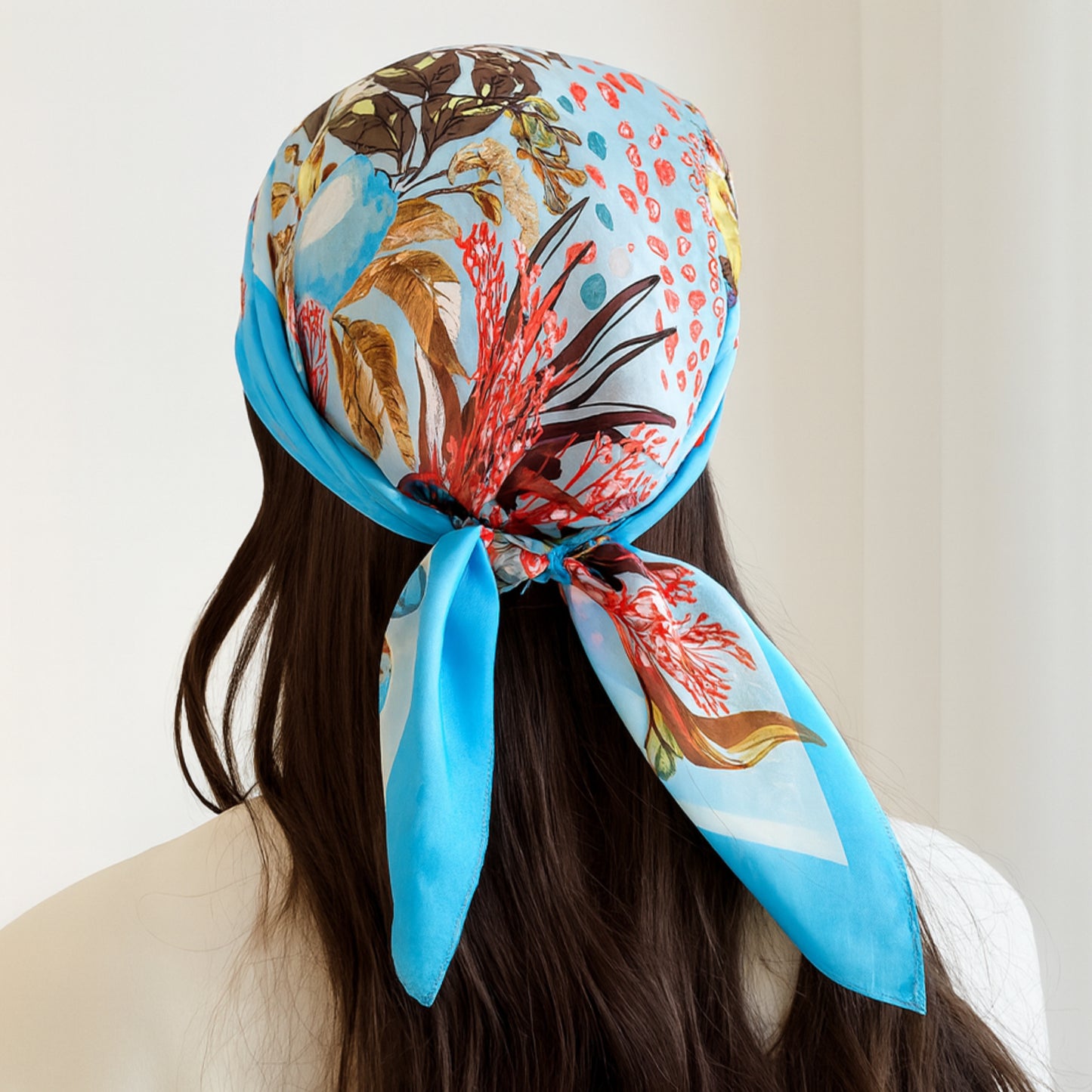 Foulard carré toucher soie Aura Botanica Saphir 70x70cm