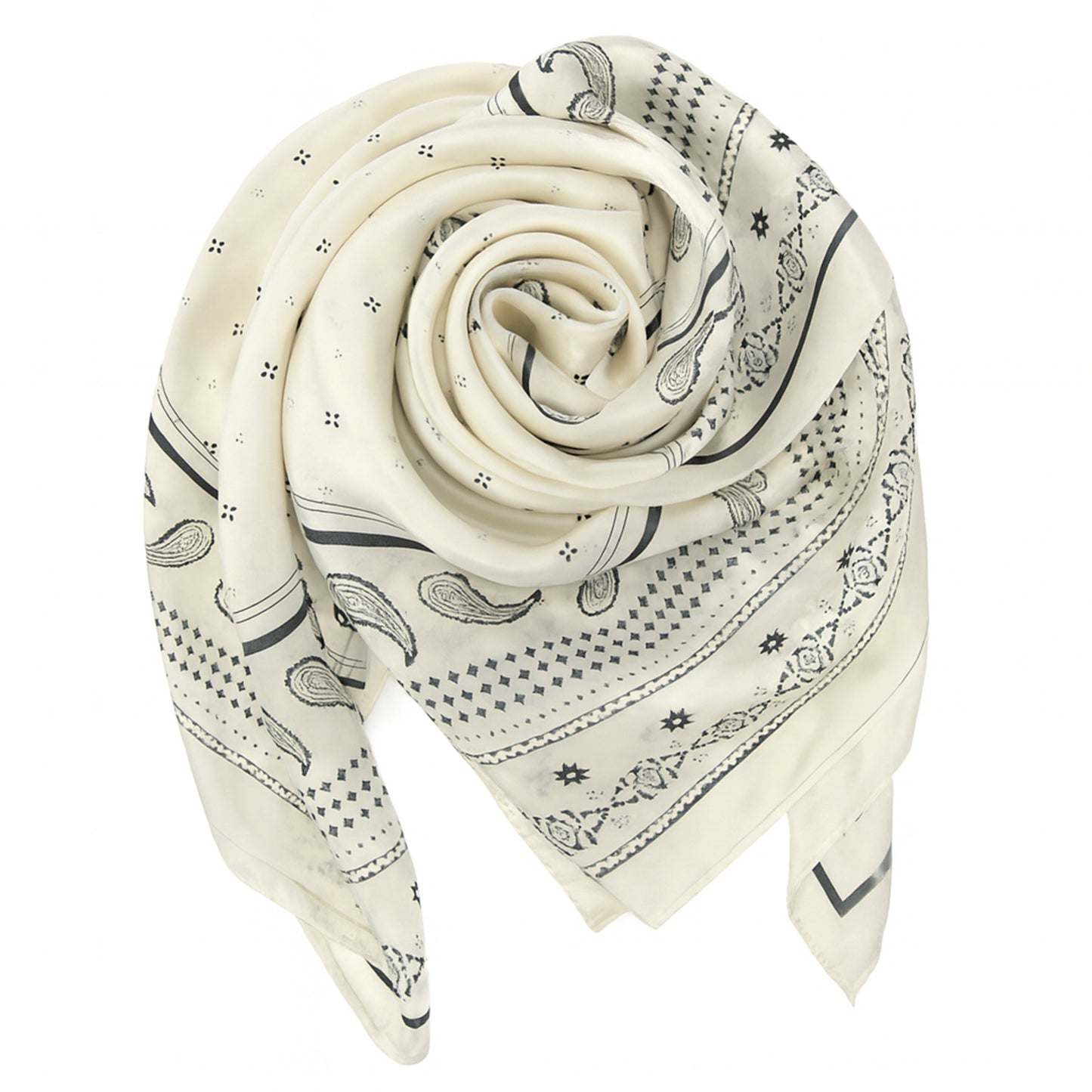 Foulard carré toucher soie White Echo 70x70cm