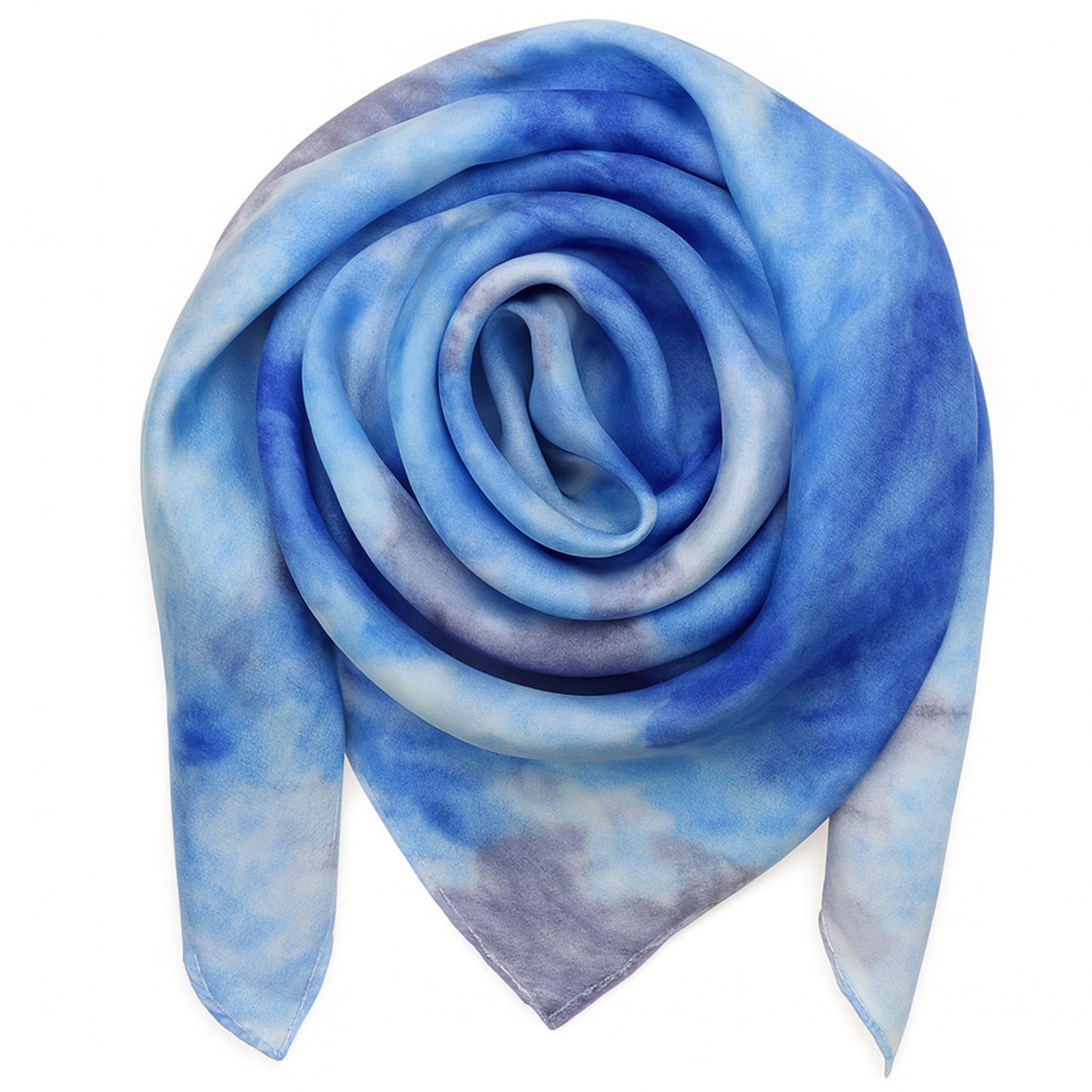 Foulard carré toucher soie tie dye Purple Sky 70x70cm