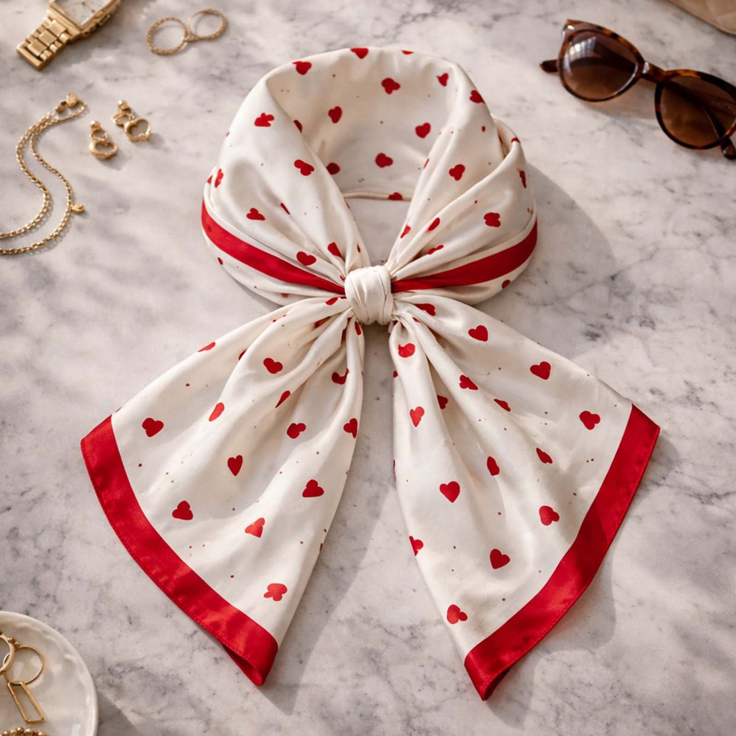 Foulard carré toucher soie Love Pop 70x70cm