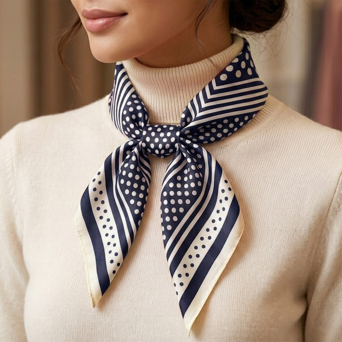 Foulard carré toucher soie Marine Caldera 70 x 70 cm