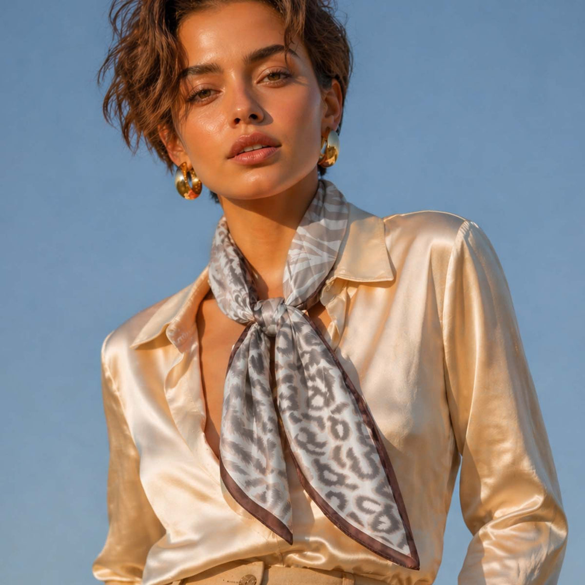 Foulard carré toucher soie Wild Harmony 70x70cm