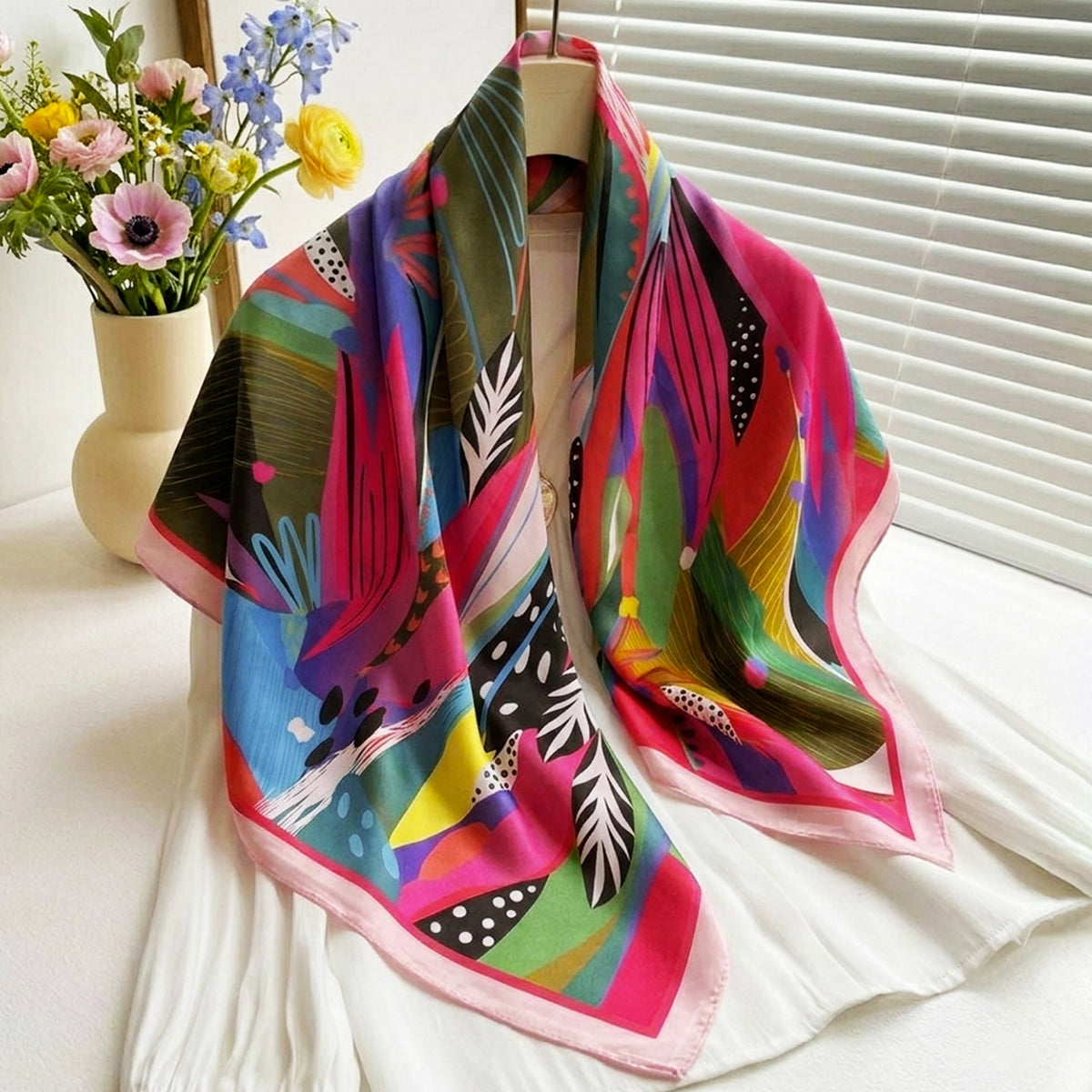 Foulard carré toucher soie Éclat du Jour 70 x 70 cm