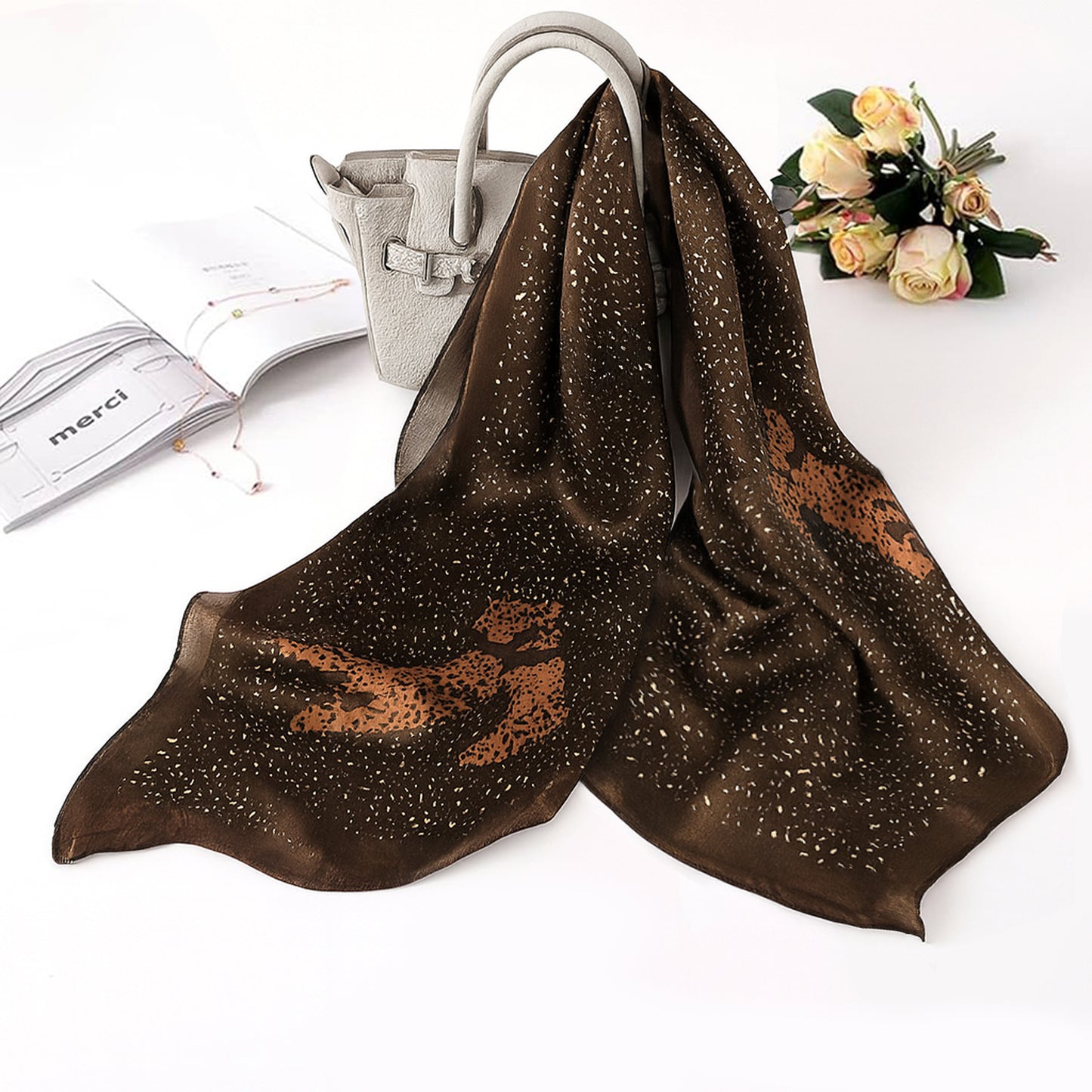 Carré de Soie Léopard Intense - Foulard Satiné 50 x 50cm