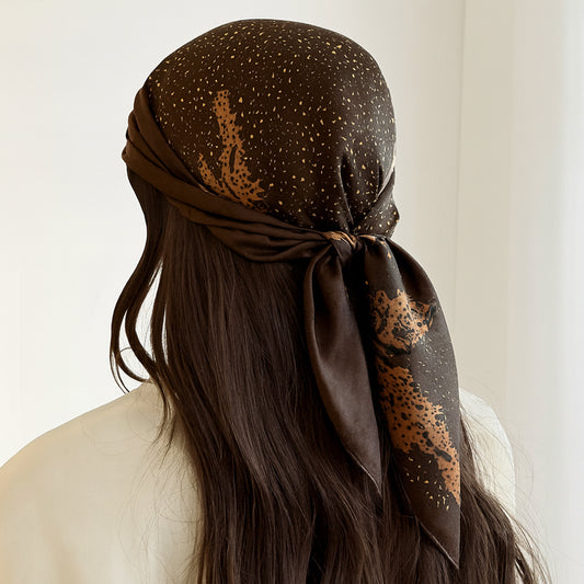 Carré de Soie Léopard Intense - Foulard Satiné 50 x 50cm