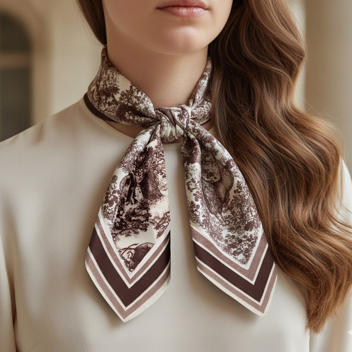 Foulard carré toucher soie Ember Baroque Edition 70 x 70 cm
