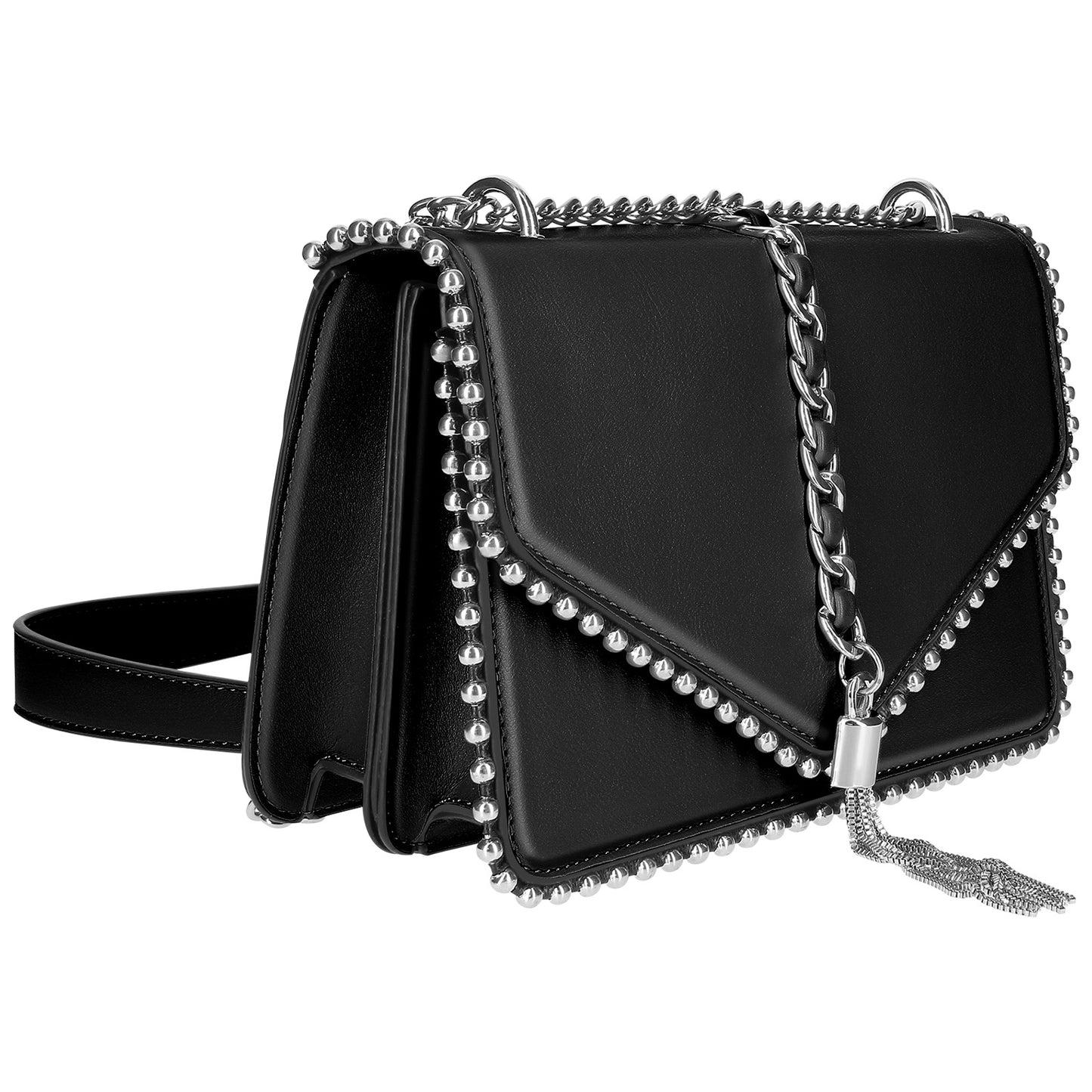 Sac à Main Clouté à Anse en Chaîne Métallique Le Petit Flâneur Noir