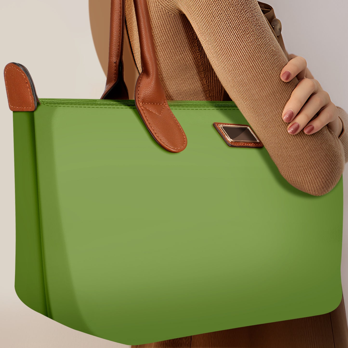 Sac à Main Shopper Maxi en Tissu Lisse Flanéria Violet Foncé