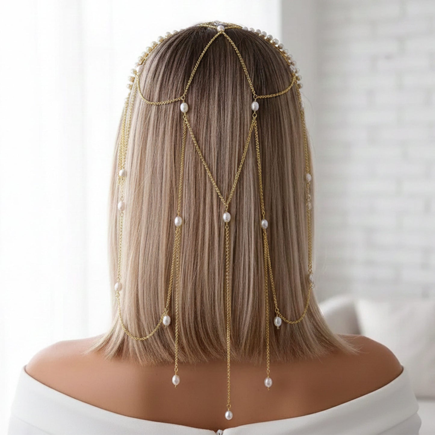 Chaîne de Tête Doré Bohème Chic avec Cascades de Chaînes et Perles Raffinées