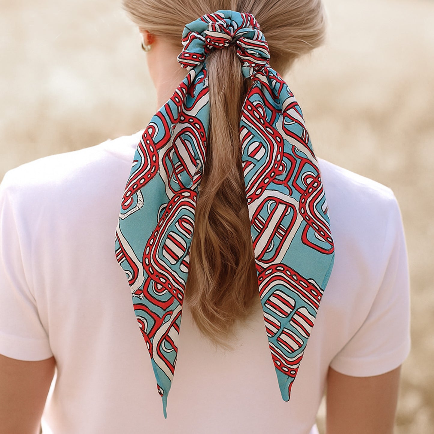 Chouchou Foulard Cordelia Imprimé Baroque Bleu Vert