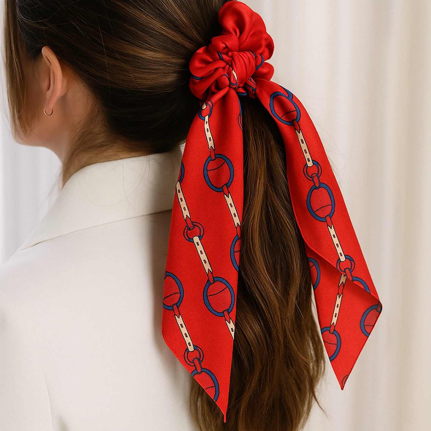 Chouchou Foulard Cordelia Imprimé Baroque Rouge