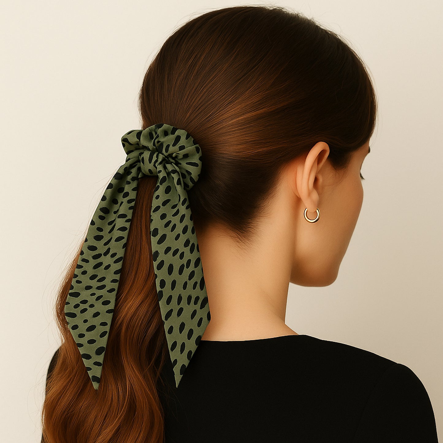 Chouchou Foulard Kattya Imprimé Animalier Vert