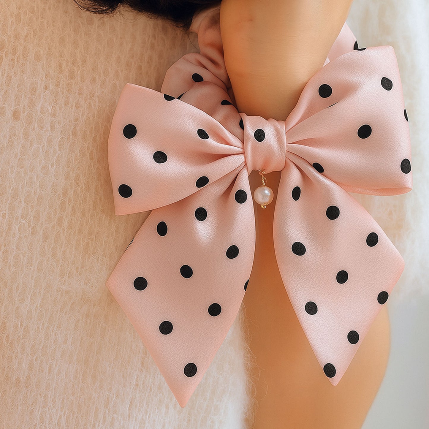 Chouchou Foulard Maylea à Noeud Rose à Pois