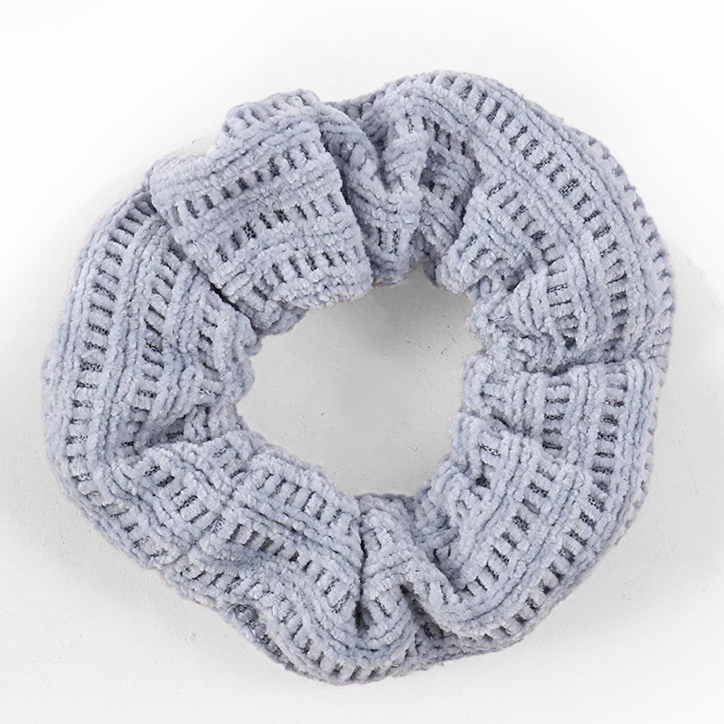 Chouchou en Velours Tricoté - Gris Perle