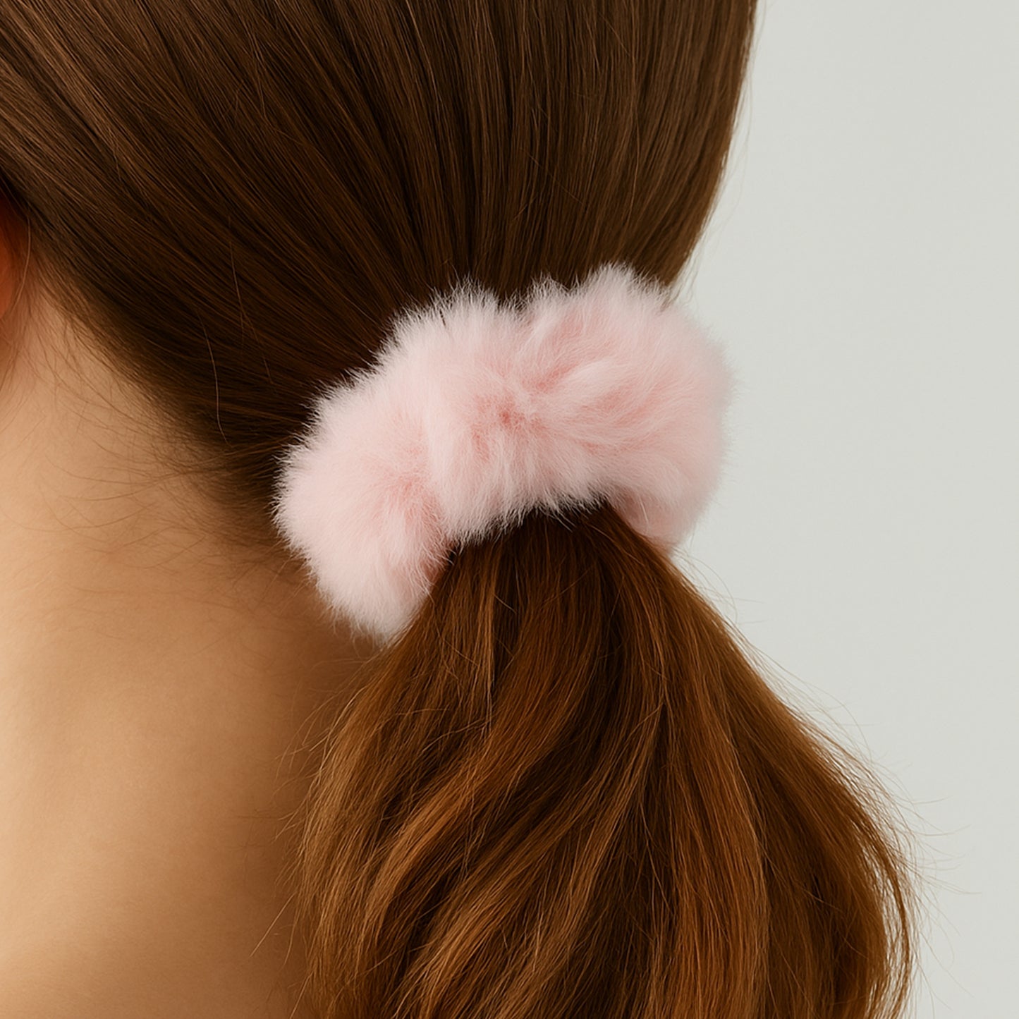 Chouchou Effet Fourrure Fluffy Clémentine Rose Pastel