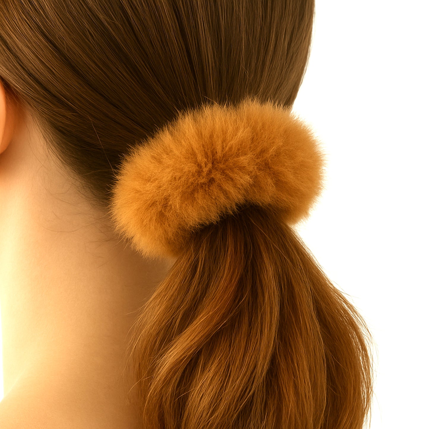 Chouchou Effet Fourrure Fluffy Clémentine Marron