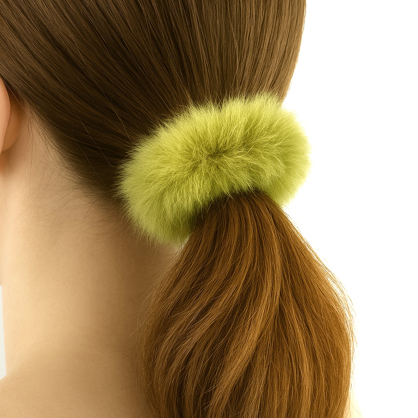 Chouchou Effet Fourrure Fluffy Clémentine Vert