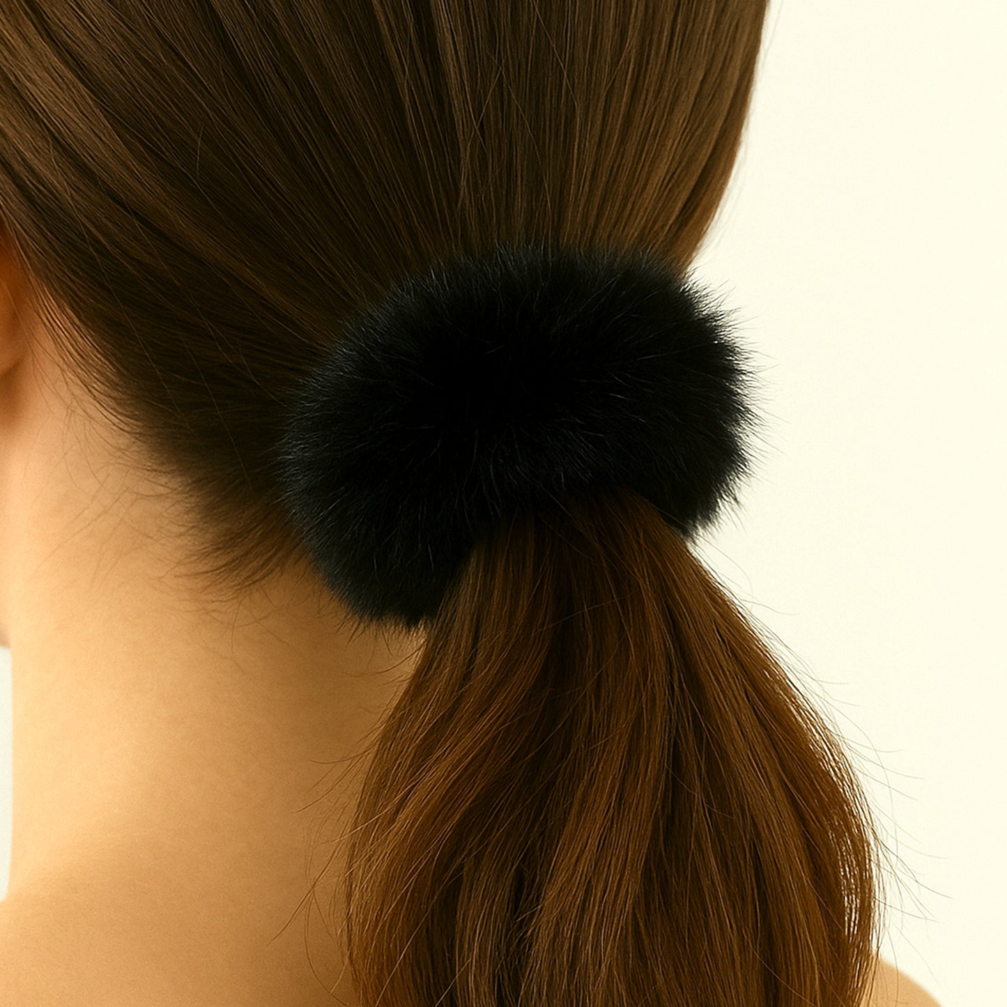 Chouchou Effet Fourrure Fluffy Clémentine Noir