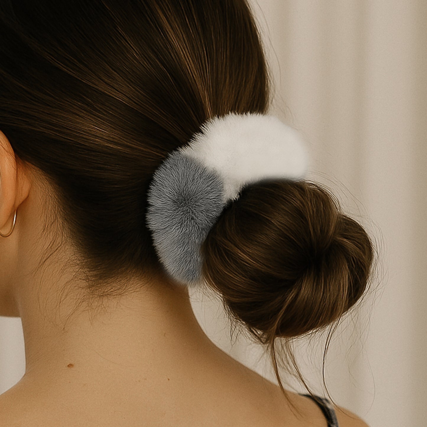 Chouchou Minky Fluffy Duo Blanc & Gris