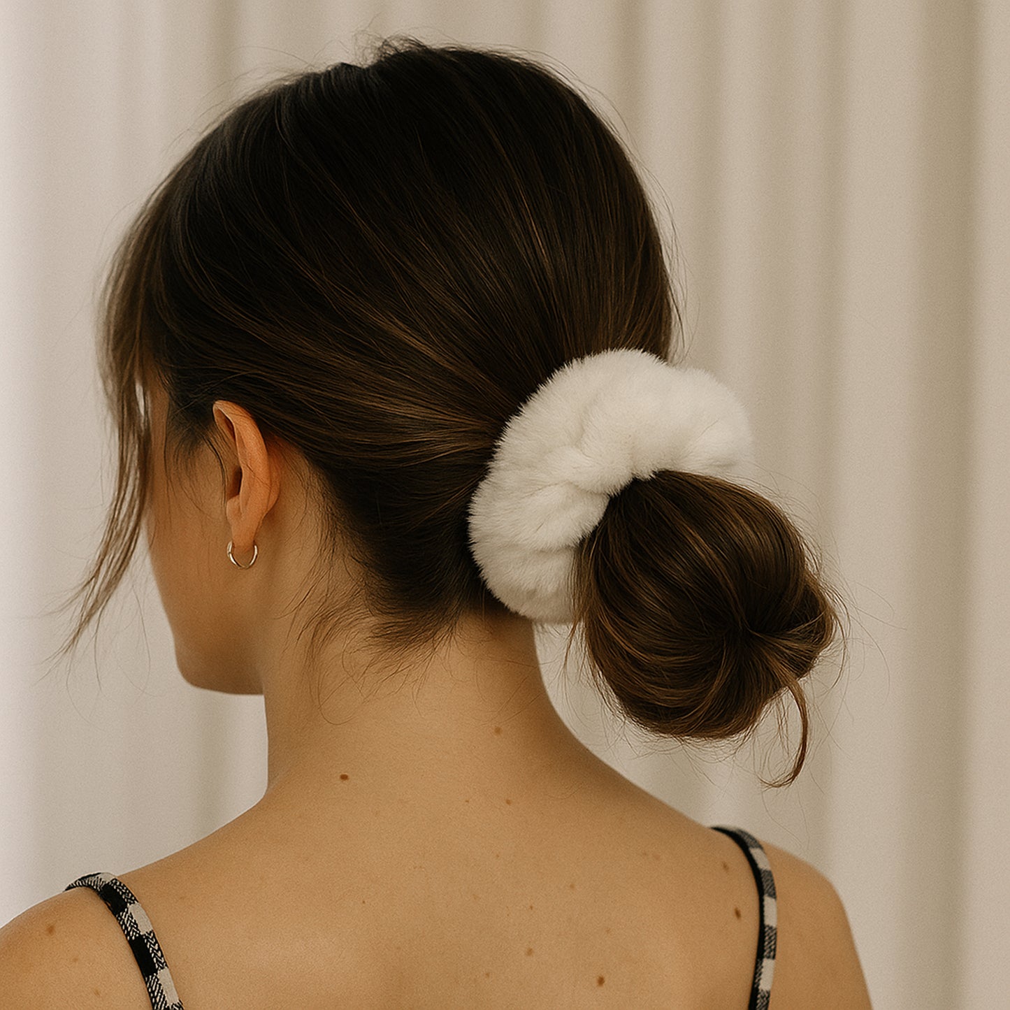 Chouchou Pelucheux en Minky Fluffy Blanc