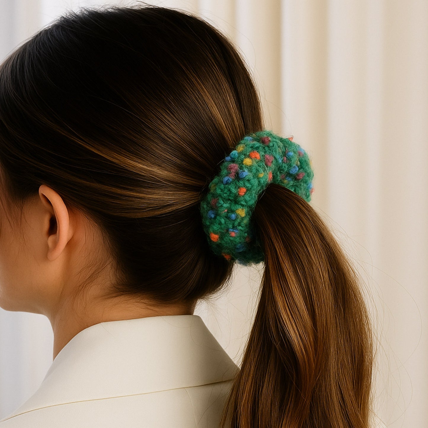 Chouchou en Tweed Mystique Capucine Vert