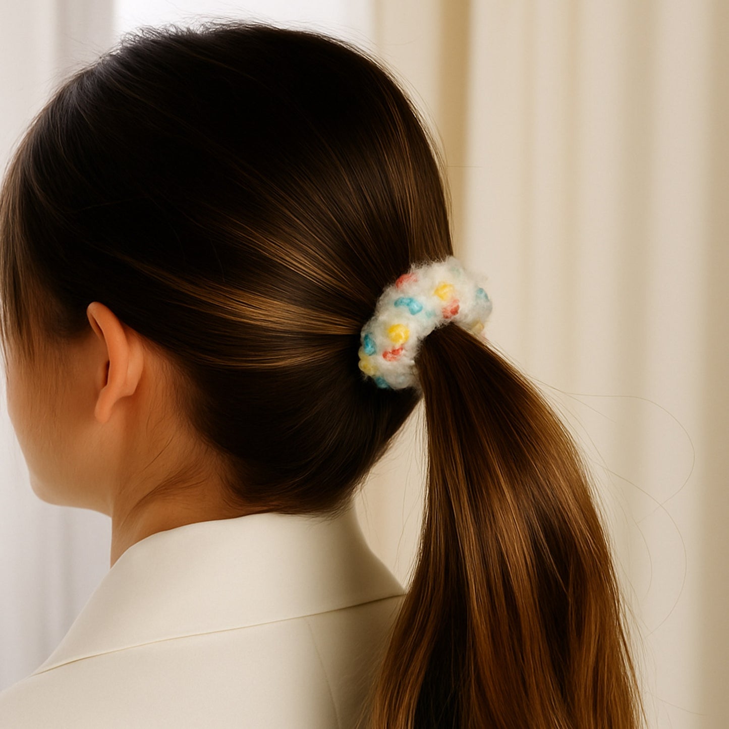 Chouchou en Tweed Mystique Capucine Blanc