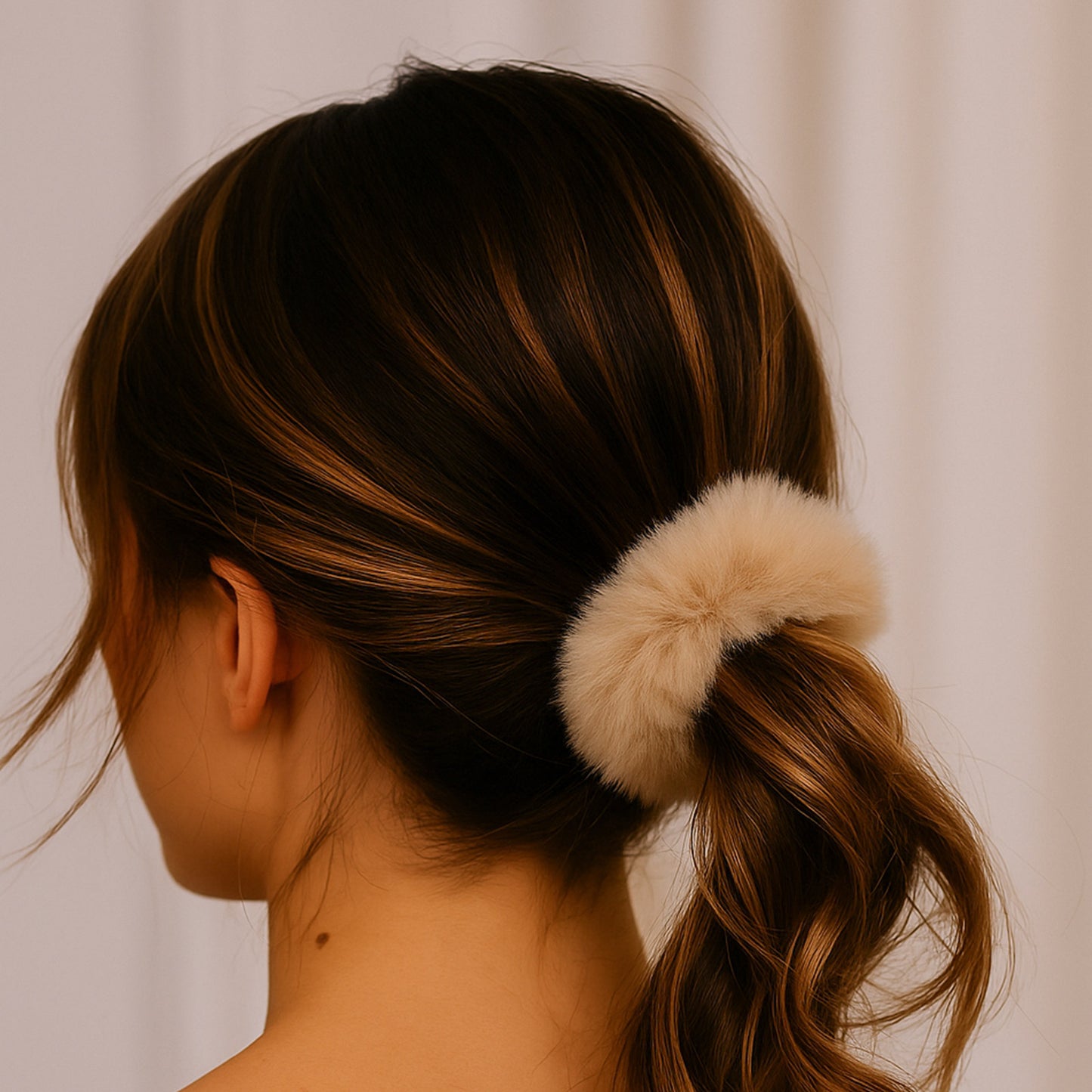 Chouchou Effet Fourrure Fluffy Beige