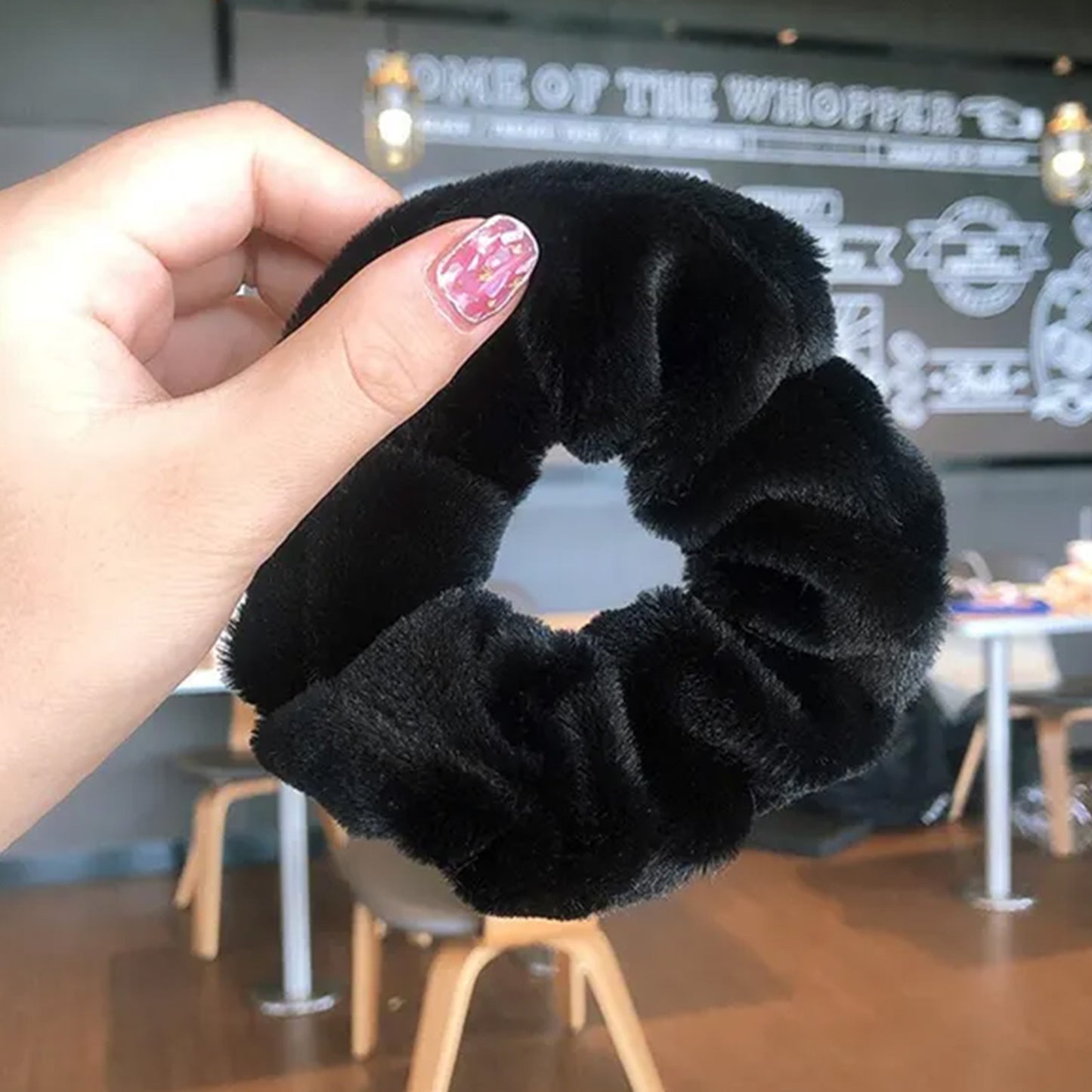 Chouchou Pelucheux en Minky Fluffy Noir