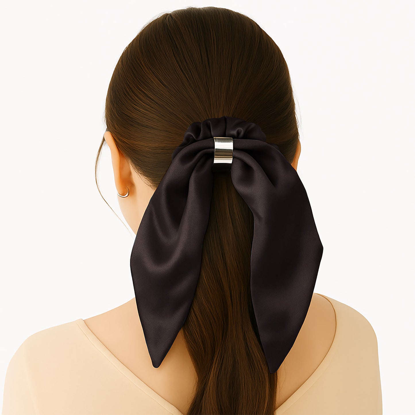 Chouchou en Satin Papillon Minnie Marron