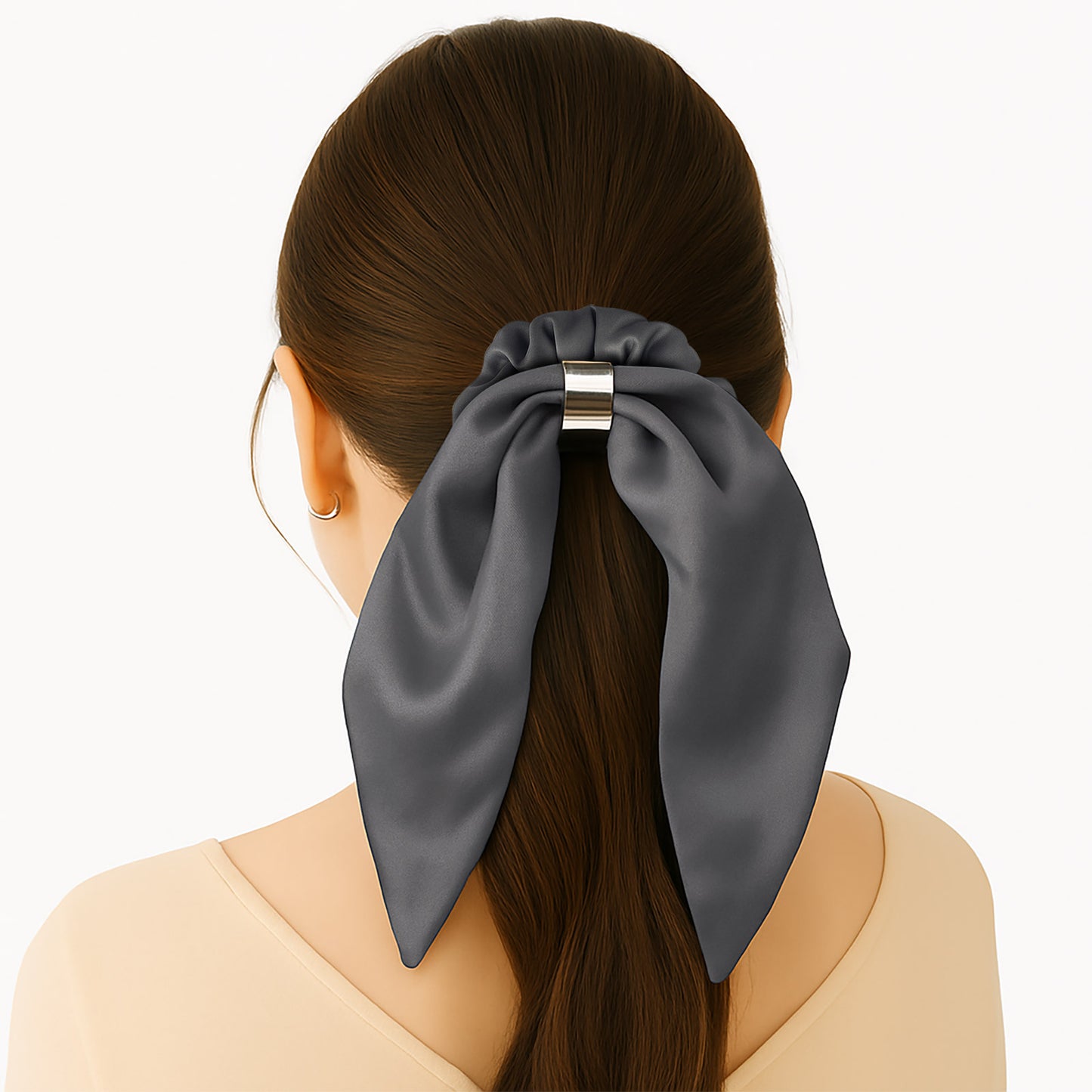 Chouchou en Satin Papillon Minnie Gris