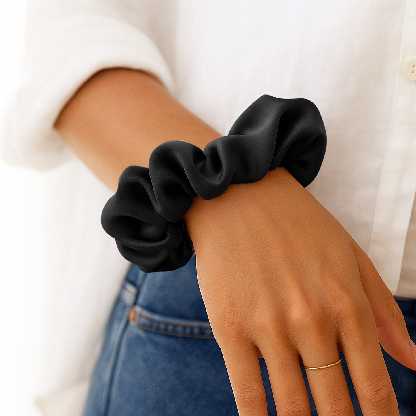 Chouchou en Soie Maeve Noir