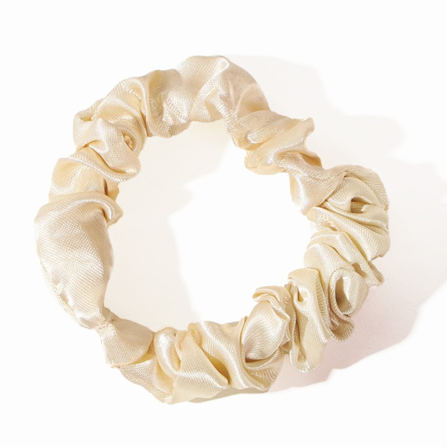 Chouchou en Satin Plissé Amalya Beige