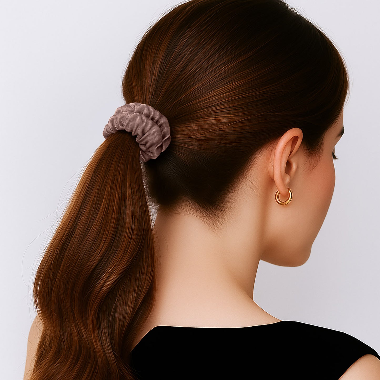 Chouchou en Satin Plissé Amalya Mauve Antique