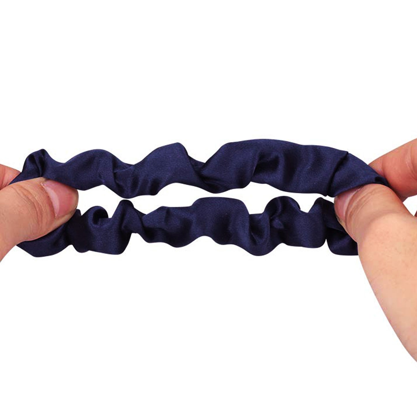 Chouchou Classique pour Cheveux en Satin Plissé Minimaliste Bleu Marine