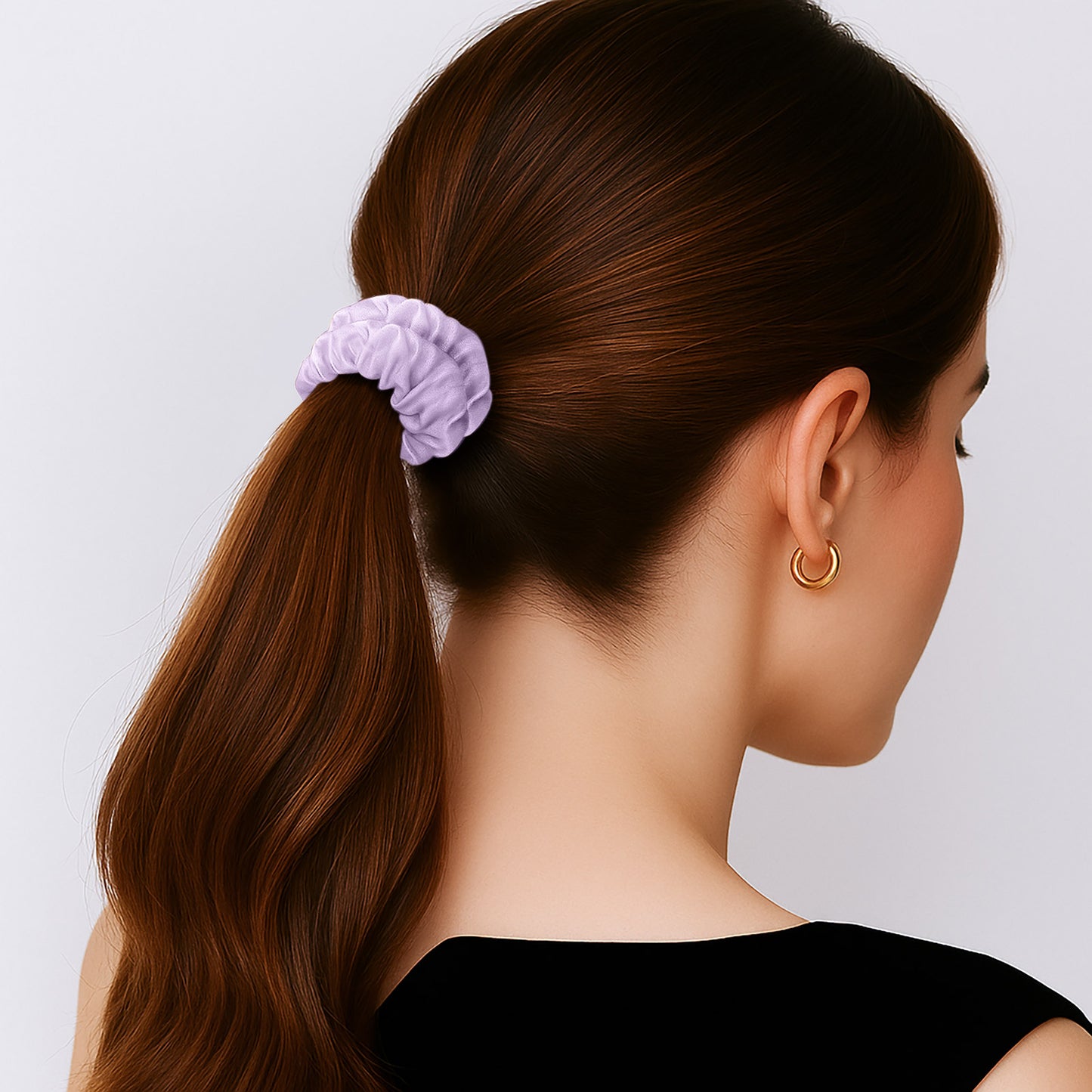 Chouchou en Satin Plissé Diamant Grace Violet