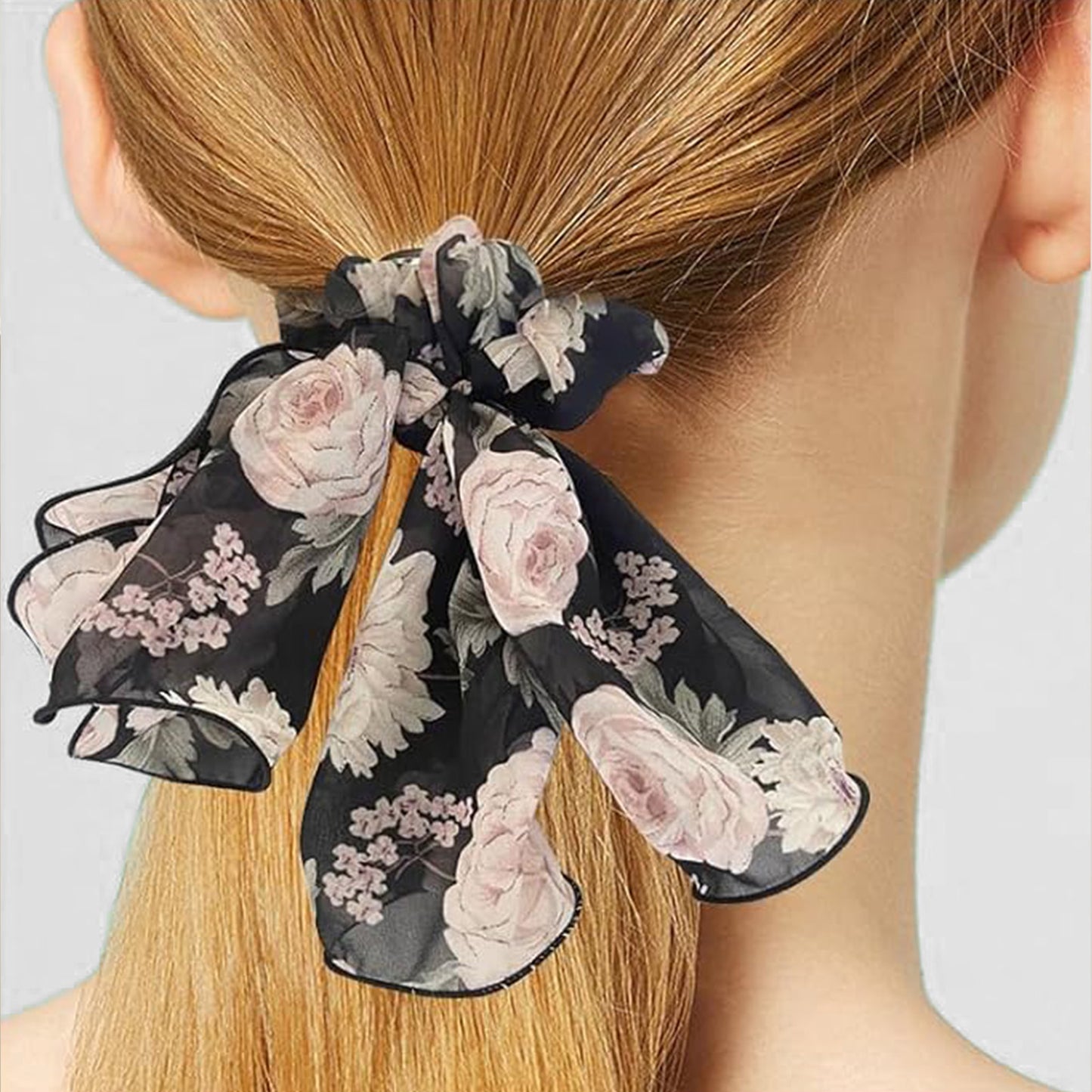 Chouchou Foulard Petunia Maxi Floral Noir