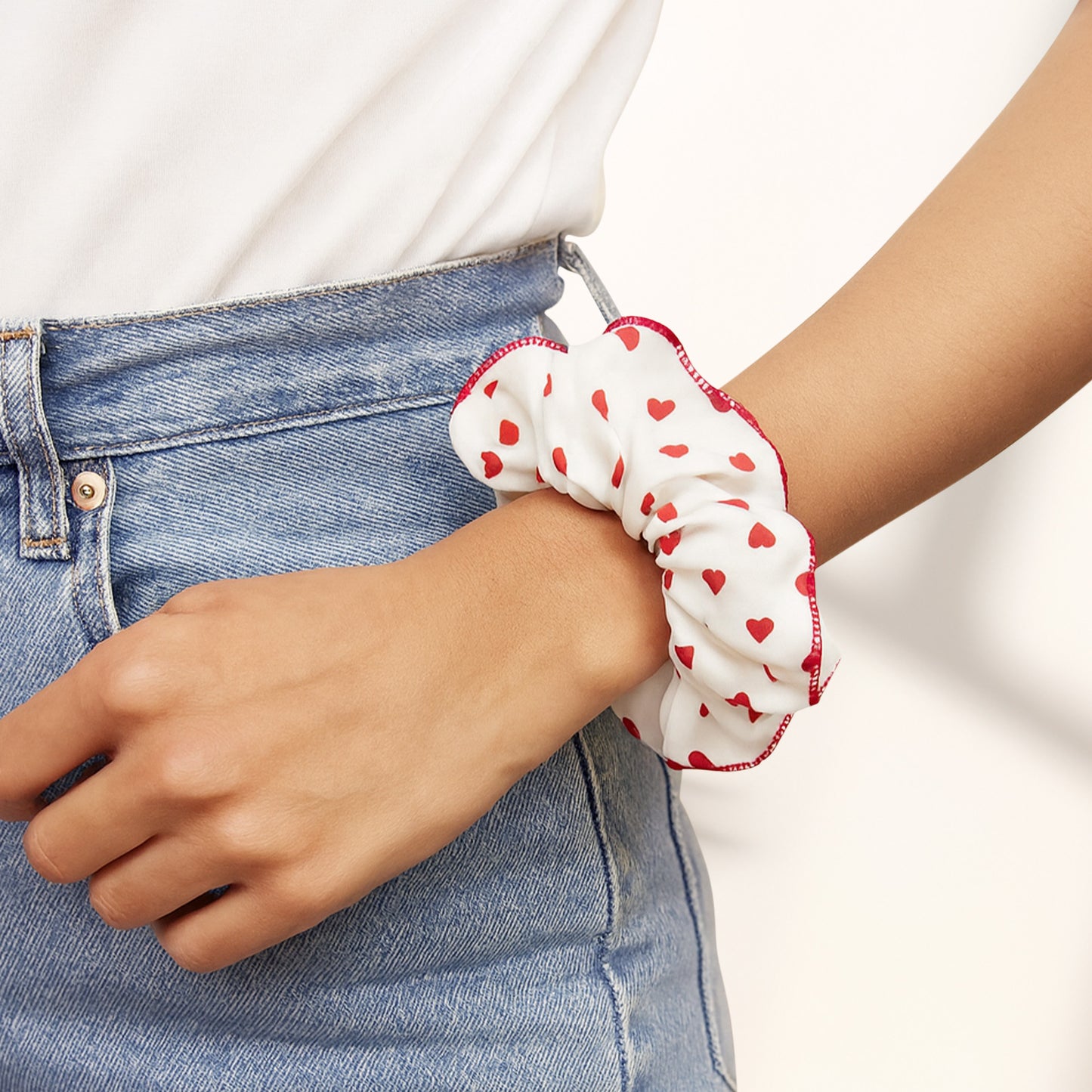 Chouchou Vintage Andrea à Coeur Rouge